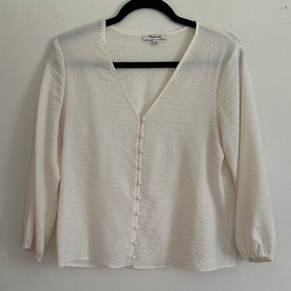 Madewell Cream V-Neck Blouse - Picture 1 of 1